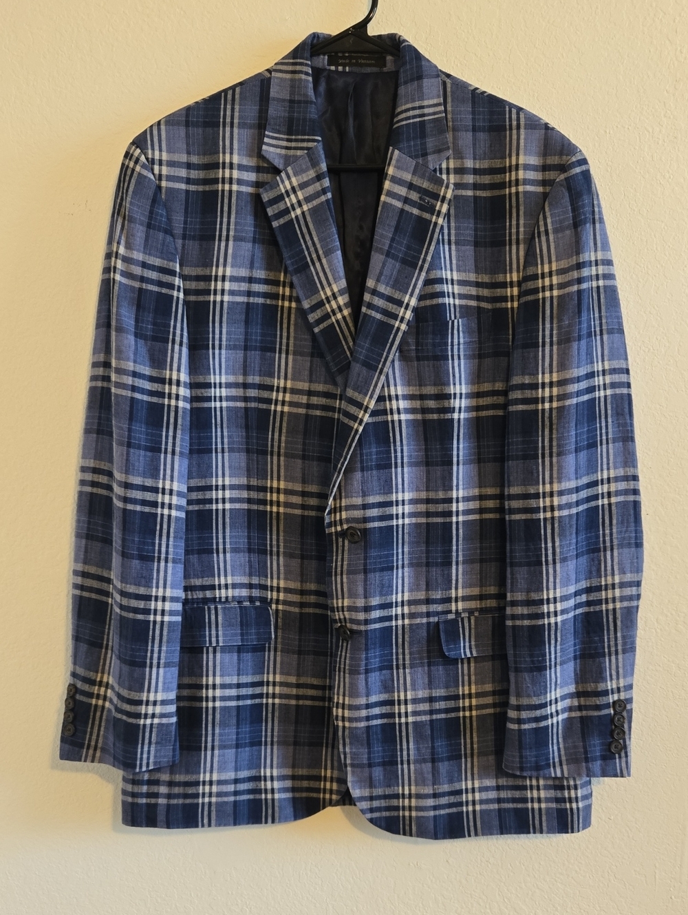 Lauren Ralph Lauren Linen Plaid Sport Coat - Multi-Blues - 42R